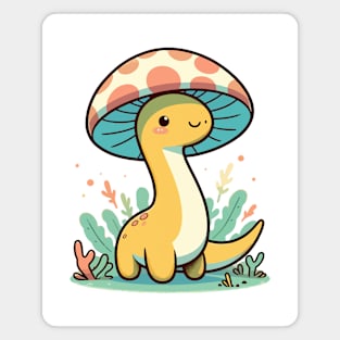 Kawaii simple Mushroom Hat Dinosaur Brontosaurus Magnet